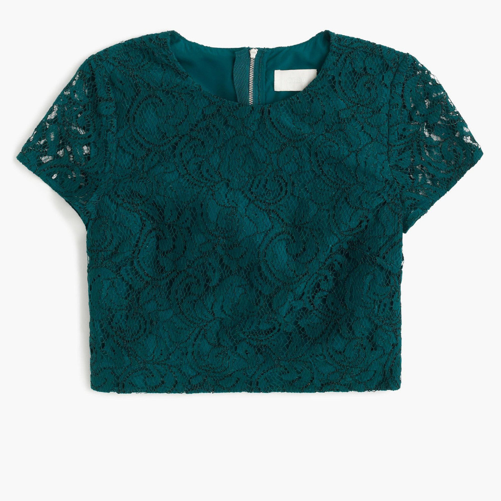 J CREW NWT Floral Lace Short Sleeve Crop Top  **FIRM PRICE**